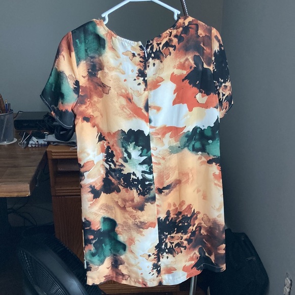 Lulu’s Camaraderie Orange Watercolor Floral Print Shift Dress - Picture 4 of 6